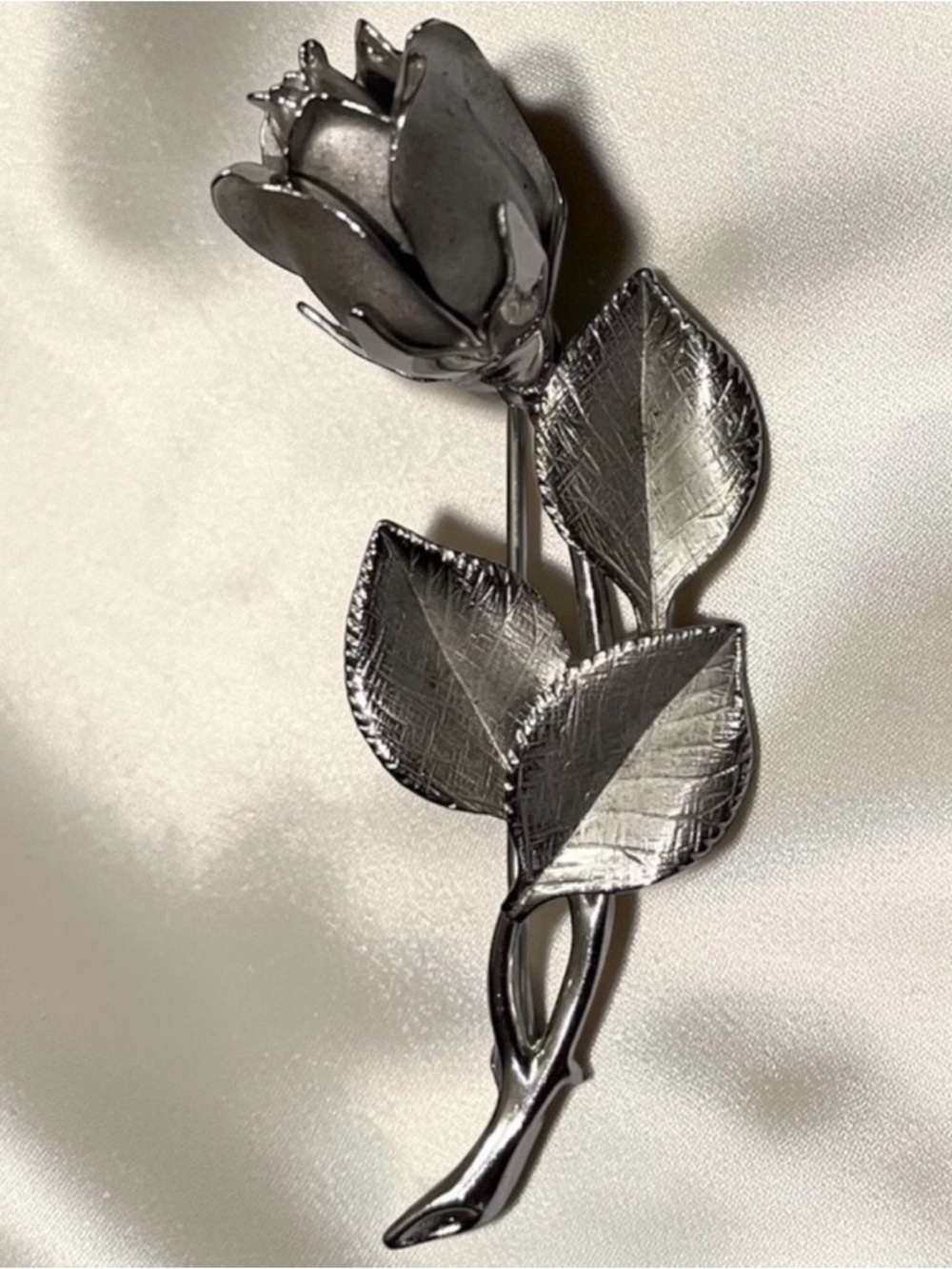 Signed HSB Harry S. Bick Sterling Silver Rose Bud Brooch